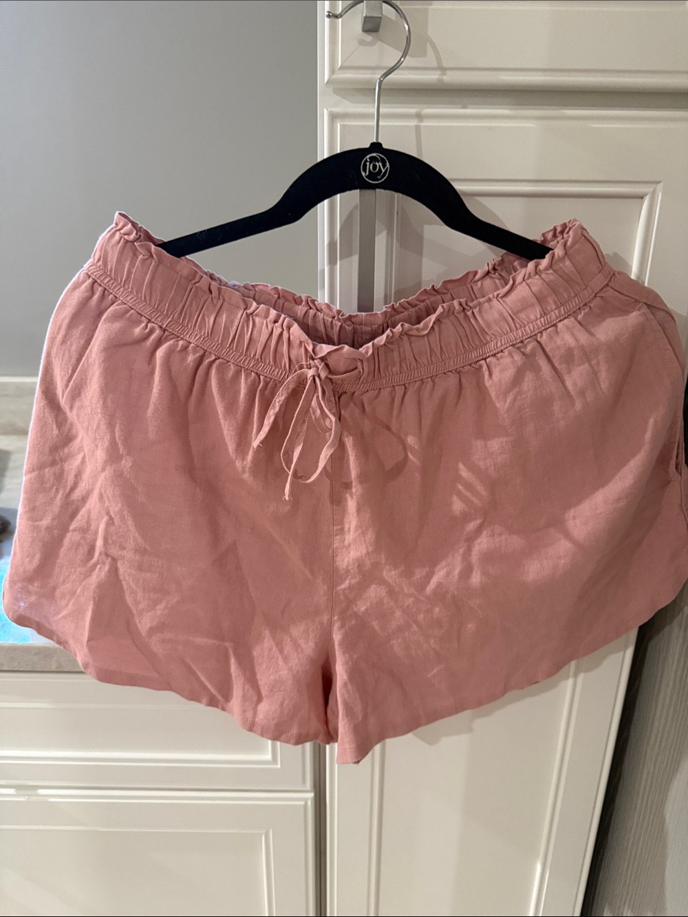 Z Supply Dusty Rose Elastic-Waist Linen-Blend Shorts
